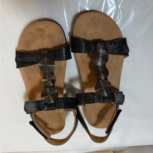 Vionic Black Sandals with Metallic Accents